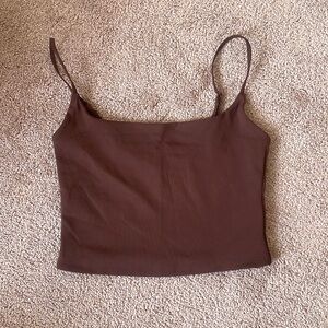 Aritzia Babaton spaghetti strap crop top - coffee color size xs